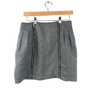 SILENCE + NOISE Tweed Double Zip Mini Skirt Womens 6